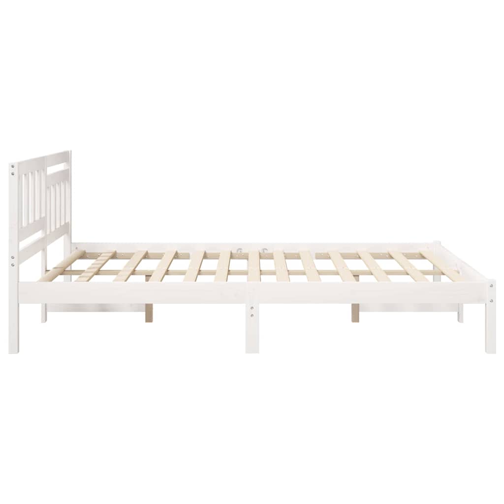 vidaXL Bed Frame with Headboard White 150 x 200 cm Solid Pine Wood