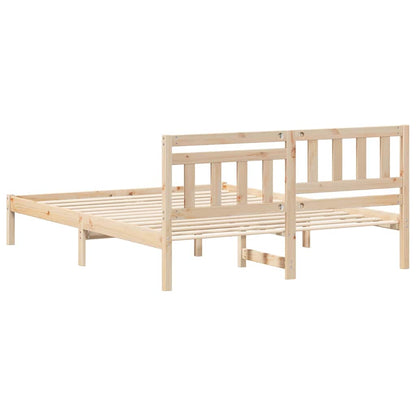 vidaXL Bed Frame with Headboard Brown 140 x 200 cm Solid Pine Wood