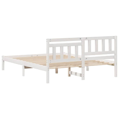 vidaXL Bed Frame with Headboard White 140 x 200 cm Solid Pine Wood