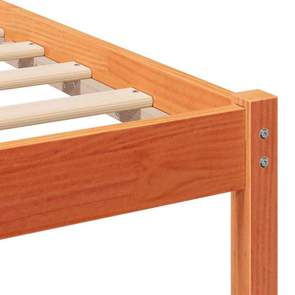 vidaXL Bed Frame with Headboard Wax Brown 140 x 200 cm Solid Pine Wood