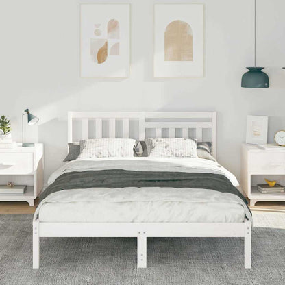 vidaXL Bed Frame with Headboard White 120 x 200 cm Solid Pine Wood