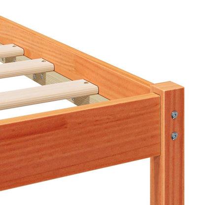 vidaXL Bed Frame with Headboard Wax Brown 120 x 200 cm Solid Pine Wood