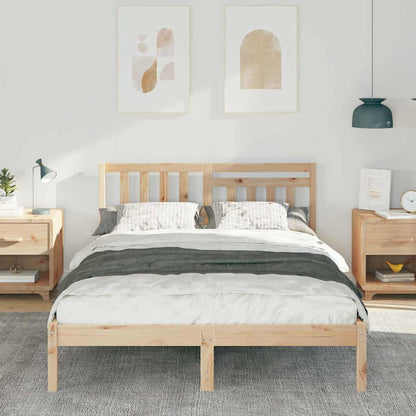 vidaXL Bed Frame with Headboard Brown 140 x 190 cm Solid Pine Wood