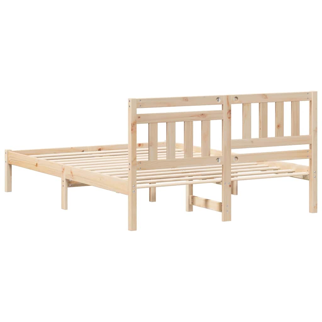 vidaXL Bed Frame with Headboard Brown 140 x 190 cm Solid Pine Wood