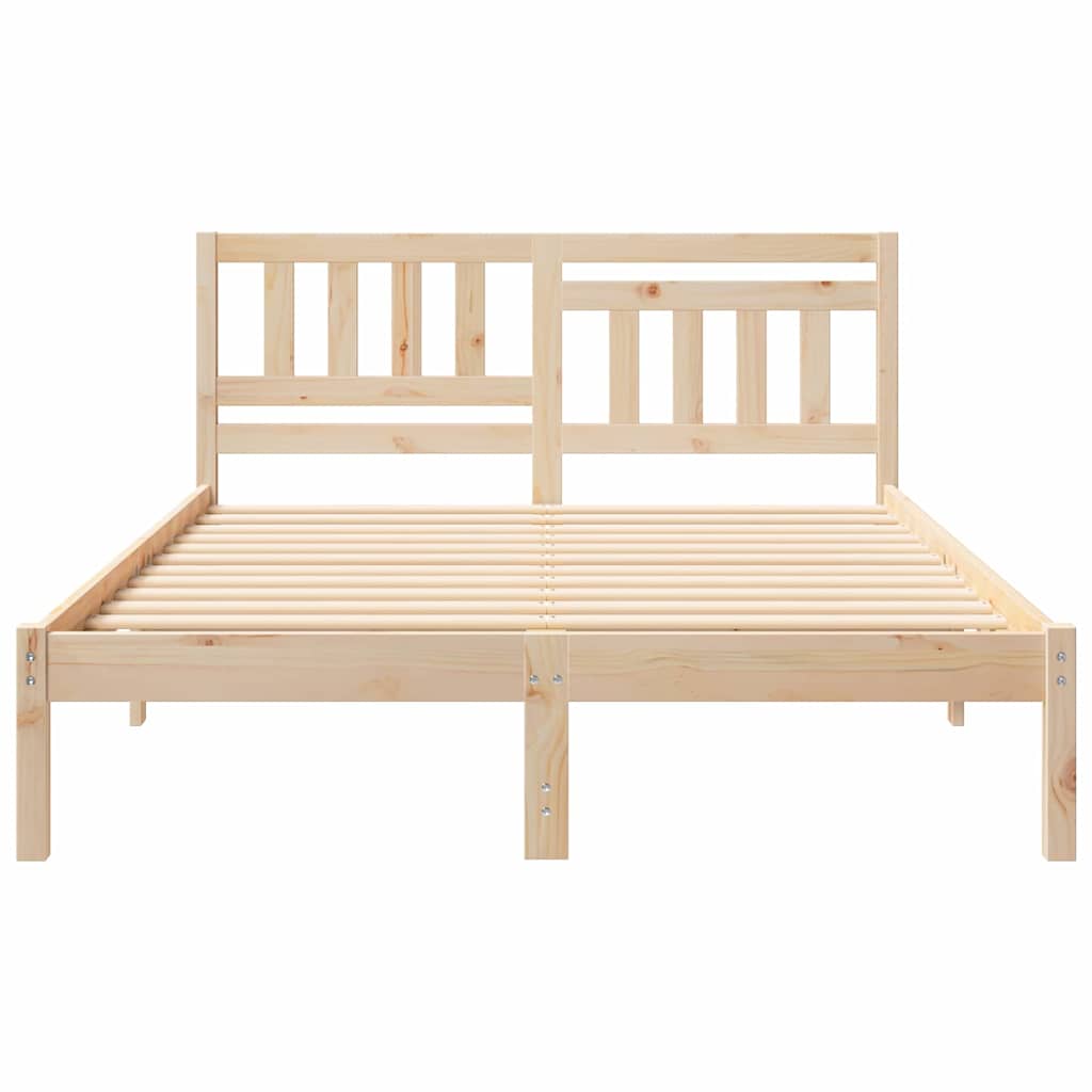 vidaXL Bed Frame with Headboard Brown 140 x 190 cm Solid Pine Wood