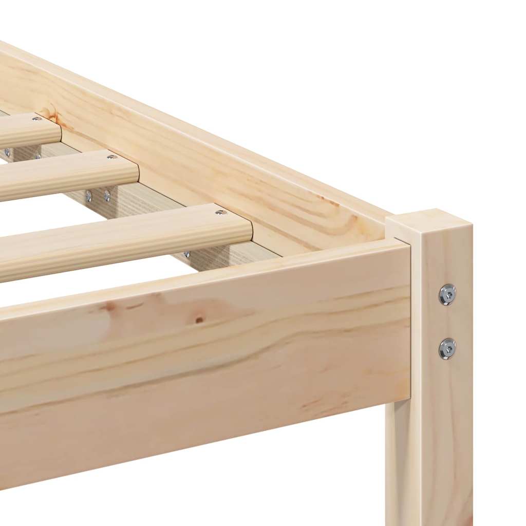 vidaXL Bed Frame with Headboard Brown 135 x 190 cm Solid Pine Wood