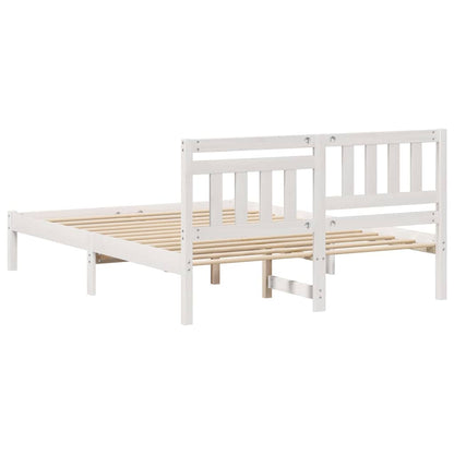 vidaXL Bed Frame with Headboard White 135 x 190 cm Solid Pine Wood