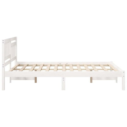 vidaXL Bed Frame with Headboard White 135 x 190 cm Solid Pine Wood