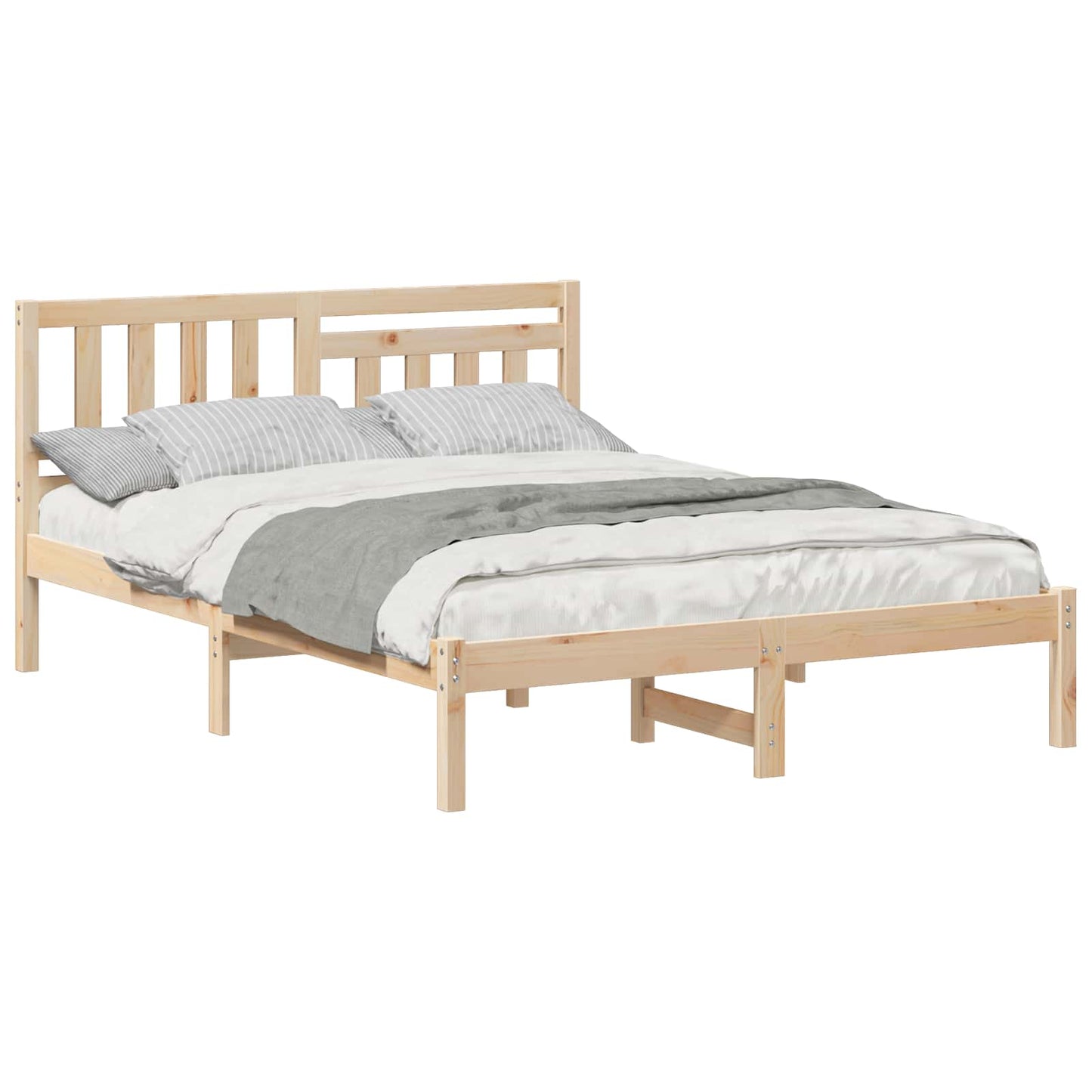 vidaXL Bed Frame with Headboard Brown 120 x 190 cm Solid Pine Wood