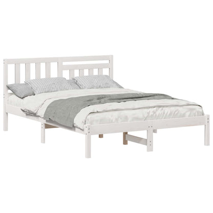 vidaXL Bed Frame with Headboard White 120 x 190 cm Solid Pine Wood