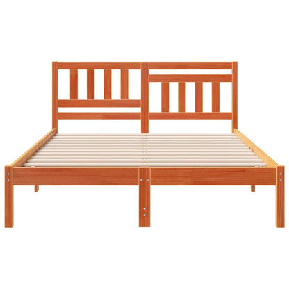 vidaXL Bed Frame with Headboard Wax Brown 120 x 190 cm Solid Pine Wood