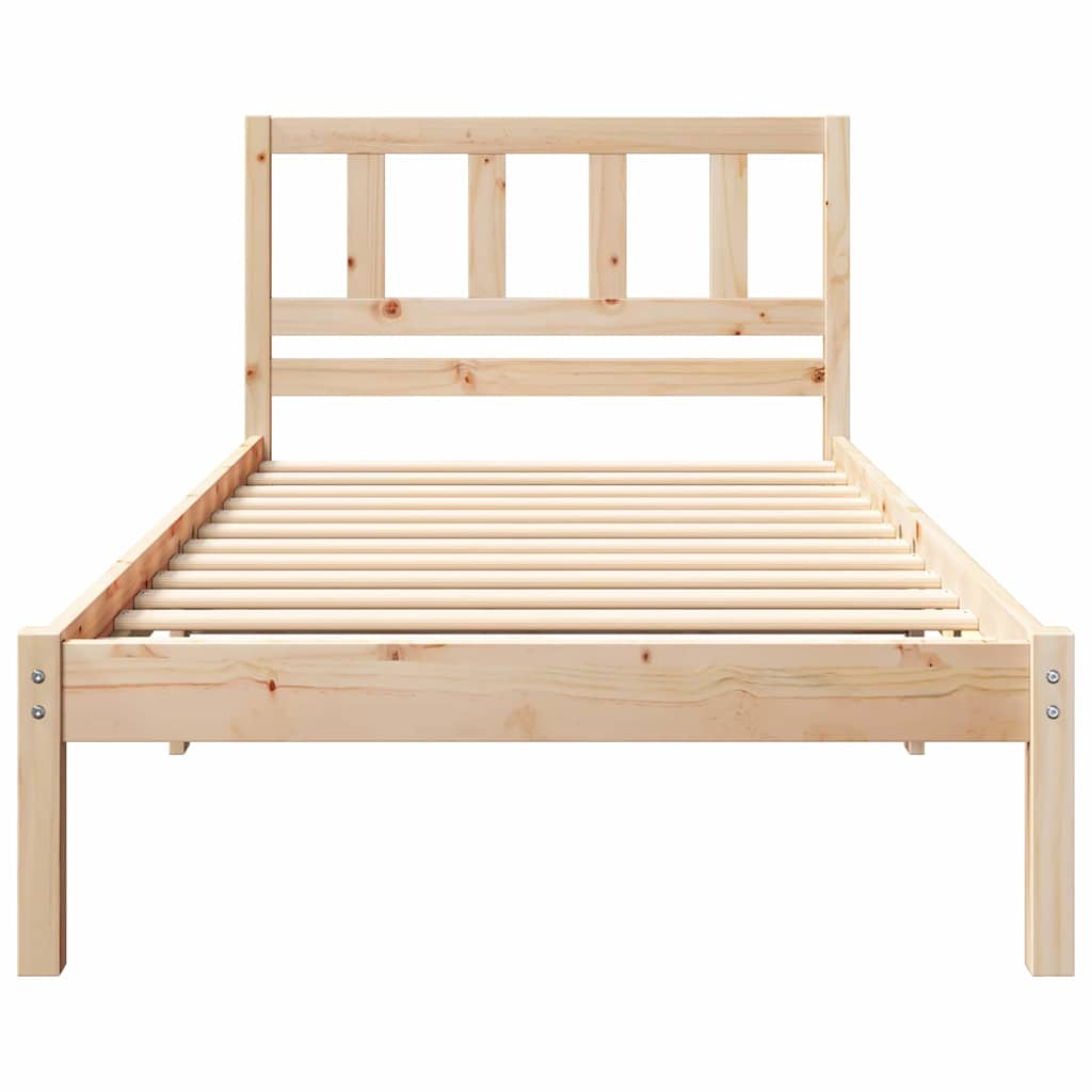 vidaXL Bed Frame with Headboard Brown 80 x 200 cm Solid Pine Wood