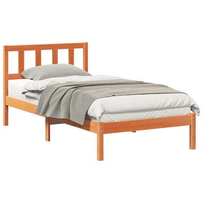vidaXL Bed Frame with Headboard Wax Brown 80 x 200 cm Solid Pine Wood