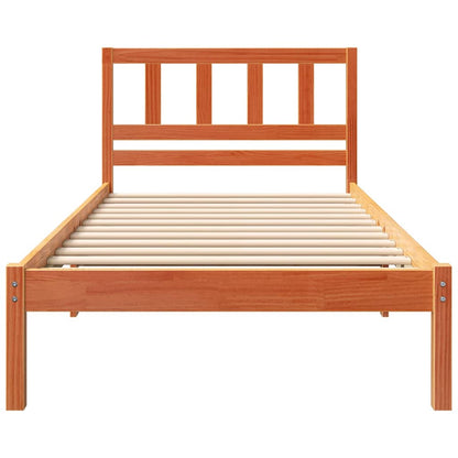 vidaXL Bed Frame with Headboard Wax Brown 80 x 200 cm Solid Pine Wood
