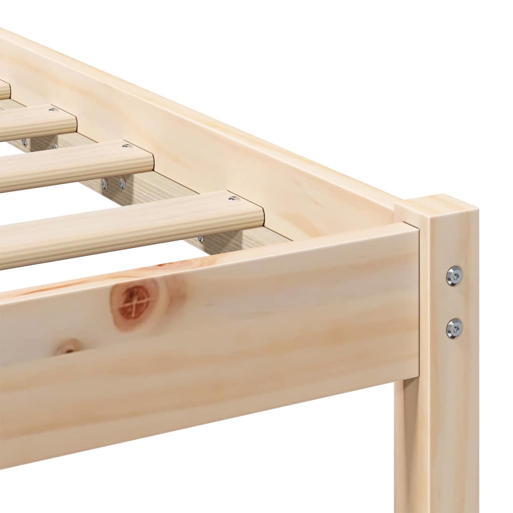 vidaXL Bed Frame with Headboard Brown 90 x 200 cm Solid Pine Wood