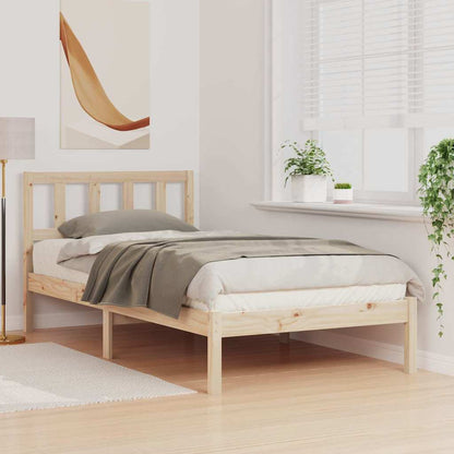 vidaXL Bed Frame with Headboard Brown 90 x 200 cm Solid Pine Wood