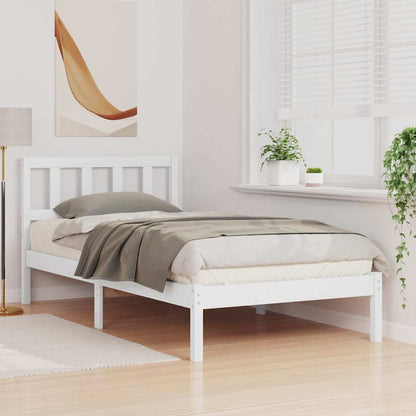 vidaXL Bed Frame with Headboard White 90 x 200 cm Solid Pine Wood