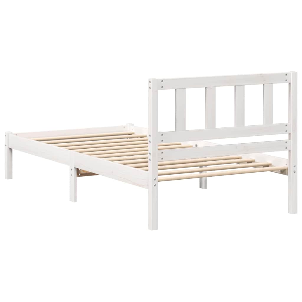 vidaXL Bed Frame with Headboard White 90 x 200 cm Solid Pine Wood
