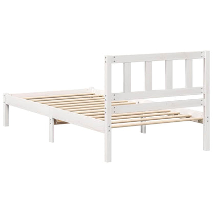 vidaXL Bed Frame with Headboard White 90 x 200 cm Solid Pine Wood