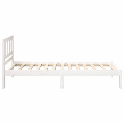 vidaXL Bed Frame with Headboard White 90 x 200 cm Solid Pine Wood