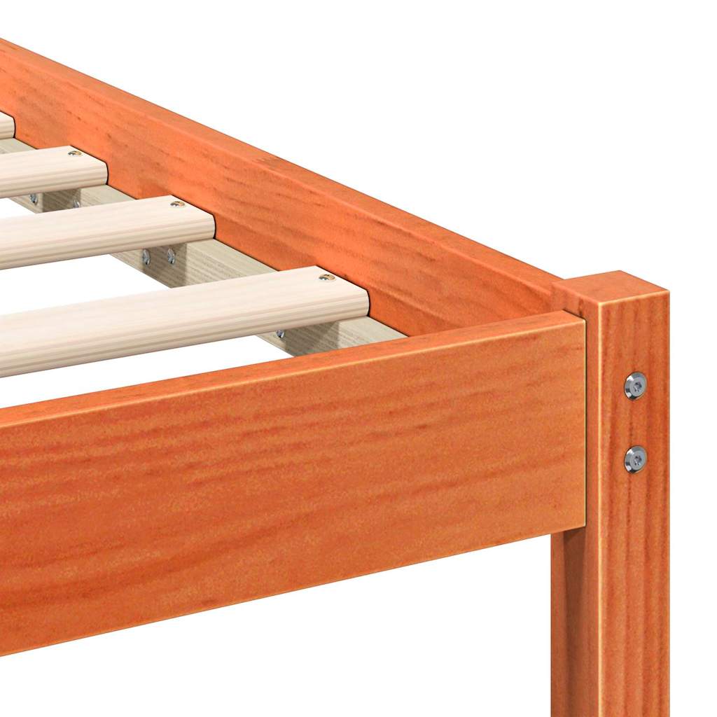 vidaXL Bed Frame with Headboard Wax Brown 90 x 200 cm Solid Pine Wood