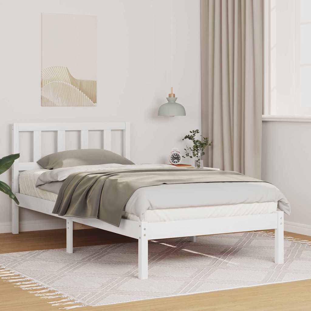 vidaXL Bed Frame with Headboard Brown 100 x 200 cm Solid Pine Wood