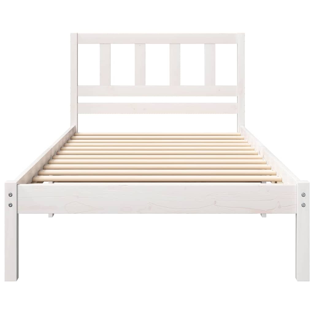vidaXL Bed Frame with Headboard White 90 x 190 cm Solid Pine Wood