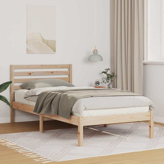 vidaXL Bed Frame with Headboard Brown 80 x 200 cm Solid Pine Wood