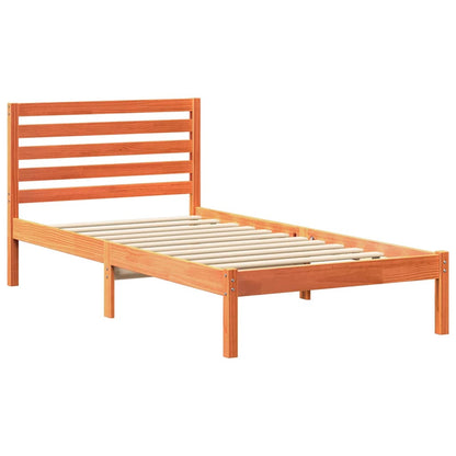 vidaXL Bed Frame with Headboard Wax Brown 80 x 200 cm Solid Pine Wood