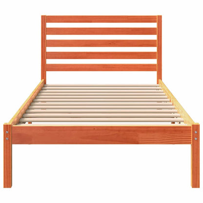 vidaXL Bed Frame with Headboard Wax Brown 90 x 200 cm Solid Pine Wood