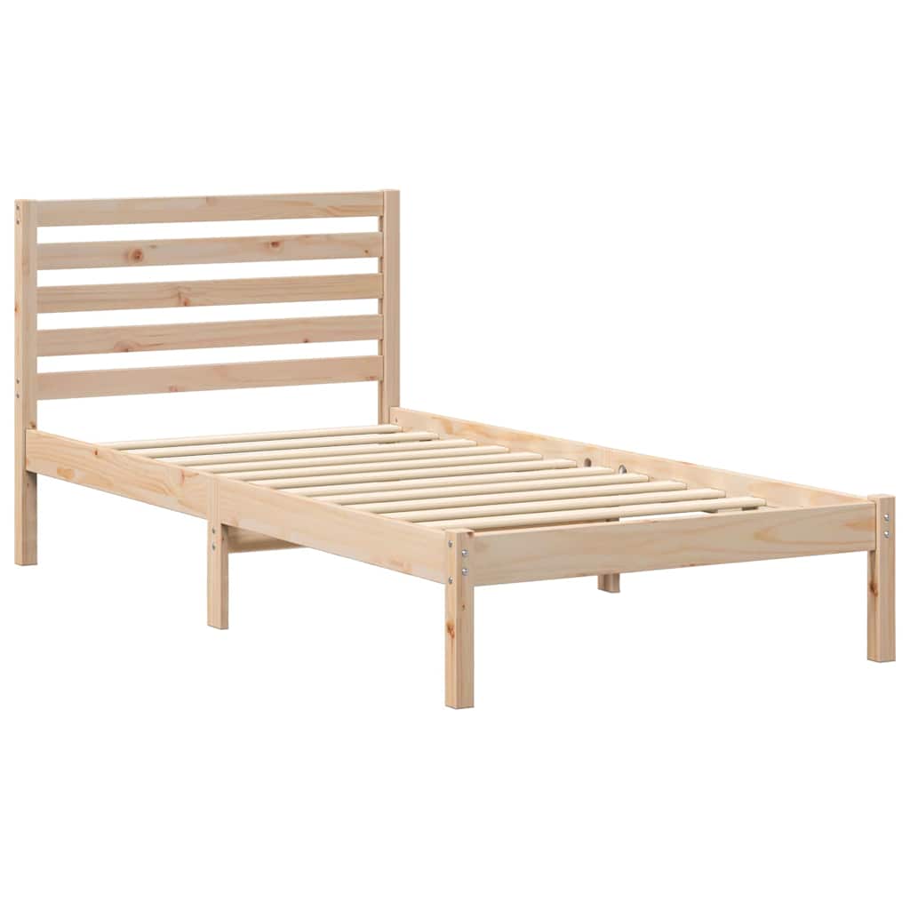 vidaXL Bed Frame with Headboard Brown 100 x 200 cm Solid Pine Wood
