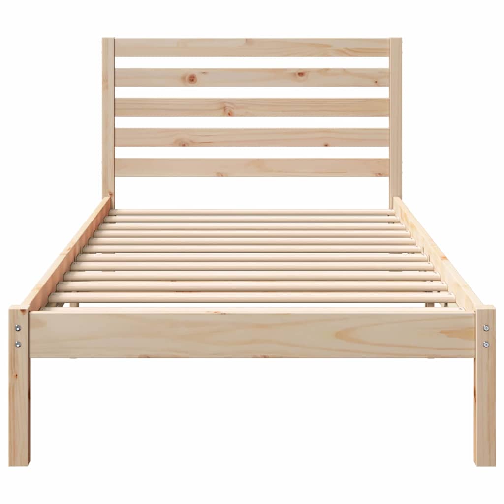 vidaXL Bed Frame with Headboard Brown 100 x 200 cm Solid Pine Wood