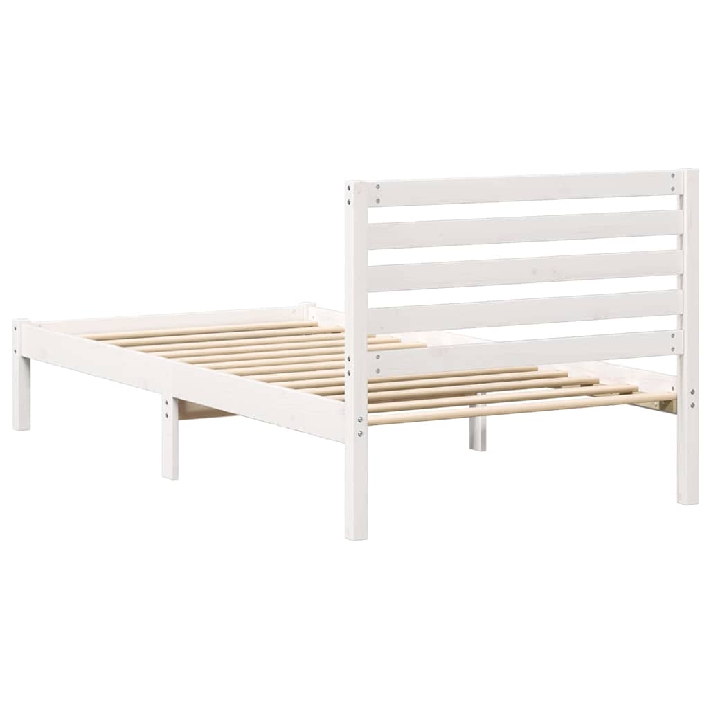 vidaXL Bed Frame with Headboard White 100 x 200 cm Solid Pine Wood