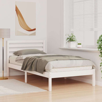 vidaXL Bed Frame with Headboard White 90 x 190 cm Solid Pine Wood