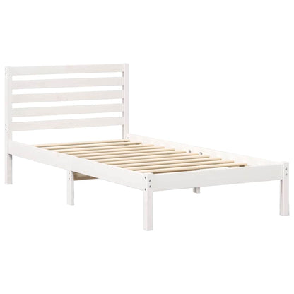 vidaXL Bed Frame with Headboard White 90 x 190 cm Solid Pine Wood