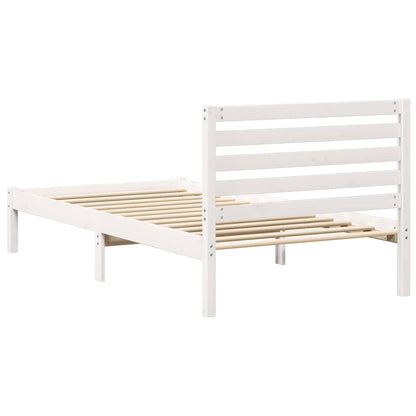 vidaXL Bed Frame with Headboard White 90 x 190 cm Solid Pine Wood