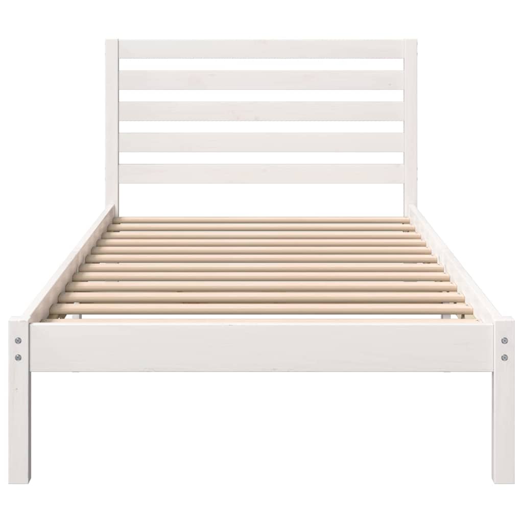 vidaXL Bed Frame with Headboard White 90 x 190 cm Solid Pine Wood