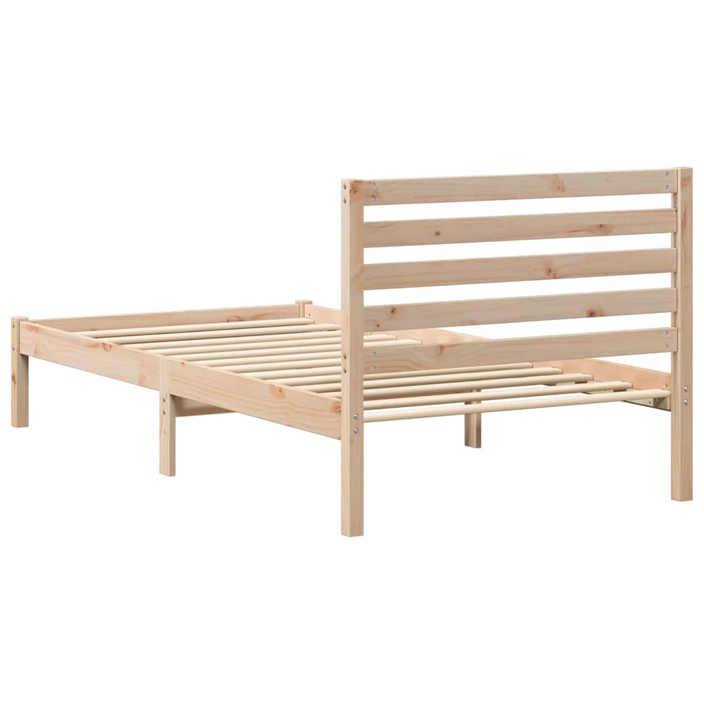 vidaXL Bed Frame with Headboard Brown 75 x 190 cm Solid Pine Wood