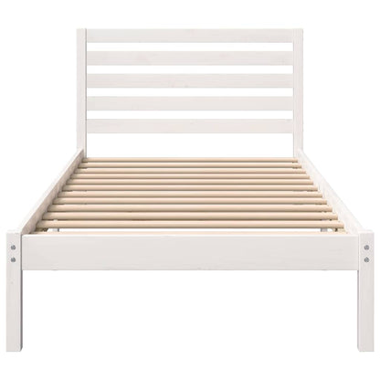 vidaXL Bed Frame with Headboard White 75 x 190 cm Solid Pine Wood