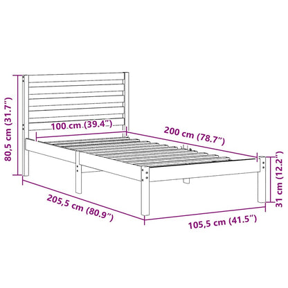 vidaXL Bed Frame with Headboard White 75 x 190 cm Solid Pine Wood