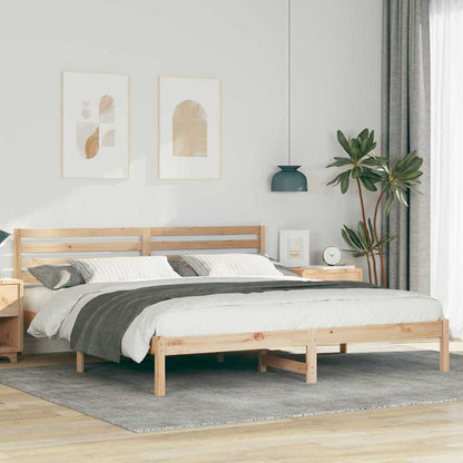 vidaXL Bed Frame with Headboard Brown 200 x 200 cm Solid Pine Wood
