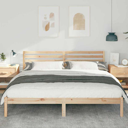 vidaXL Bed Frame with Headboard Brown 200 x 200 cm Solid Pine Wood