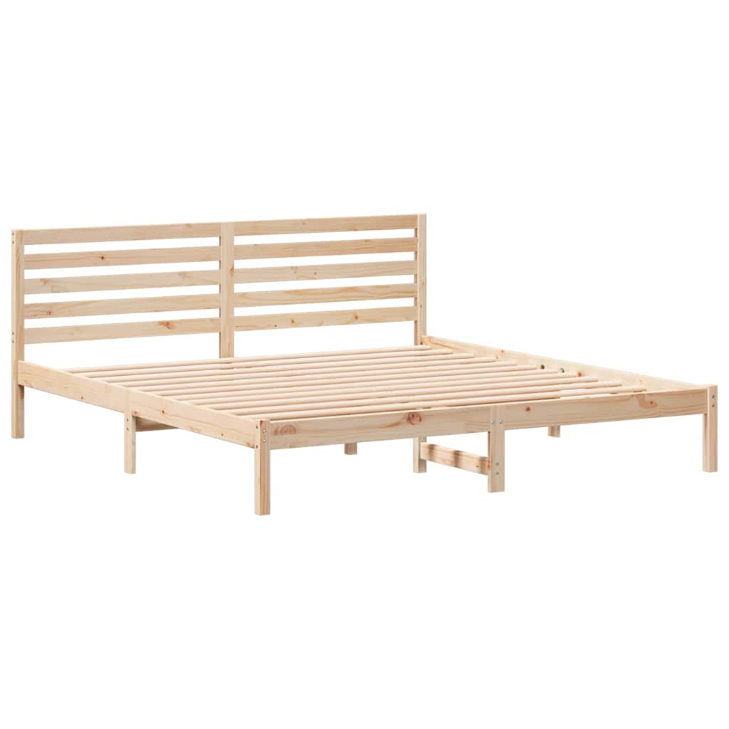 vidaXL Bed Frame with Headboard Brown 200 x 200 cm Solid Pine Wood