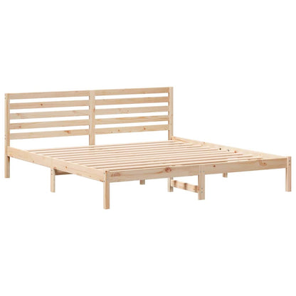 vidaXL Bed Frame with Headboard Brown 200 x 200 cm Solid Pine Wood