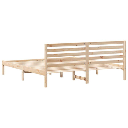 vidaXL Bed Frame with Headboard Brown 200 x 200 cm Solid Pine Wood