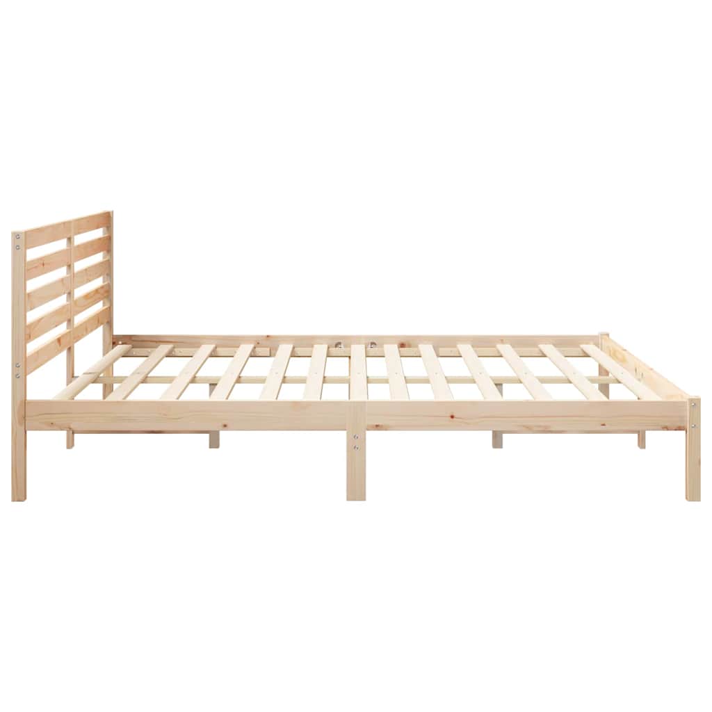 vidaXL Bed Frame with Headboard Brown 200 x 200 cm Solid Pine Wood