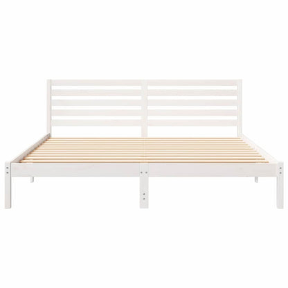 vidaXL Bed Frame with Headboard White 200 x 200 cm Solid Pine Wood