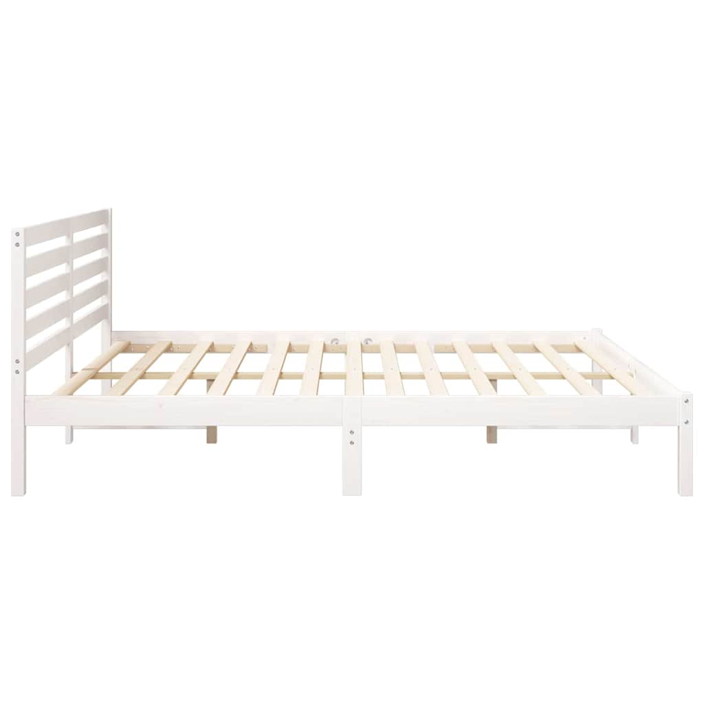 vidaXL Bed Frame with Headboard White 200 x 200 cm Solid Pine Wood