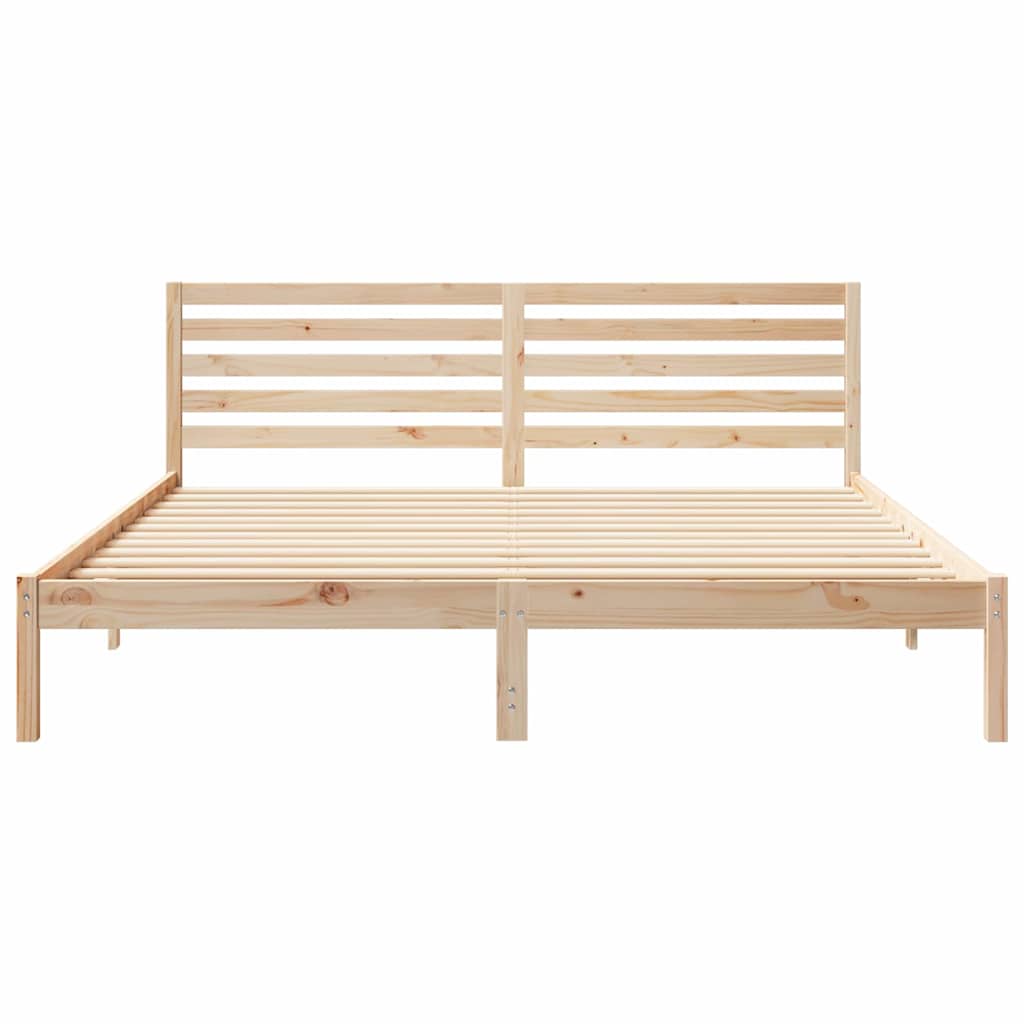 vidaXL Bed Frame with Headboard Brown 180 x 200 cm Solid Pine Wood