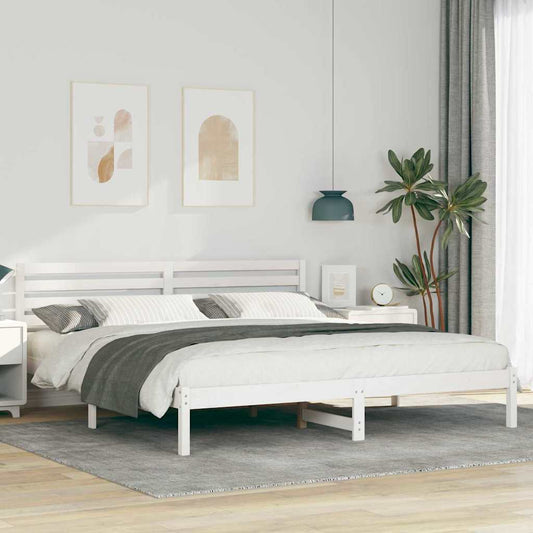 vidaXL Bed Frame with Headboard White 180 x 200 cm Solid Pine Wood